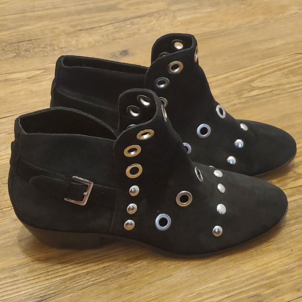 Sam Edelman Pedra Black Suede Grommet Ankle Bootie